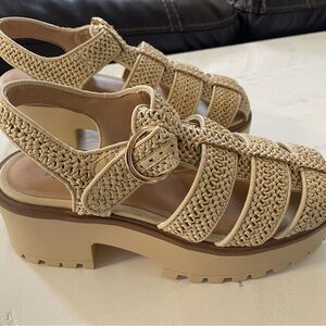Wild Fable Beige Woven Platform Sandals